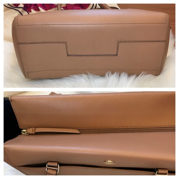 Tory Burch Small Parker Leather Tote Cardamom Navy - Picture 4 of 8